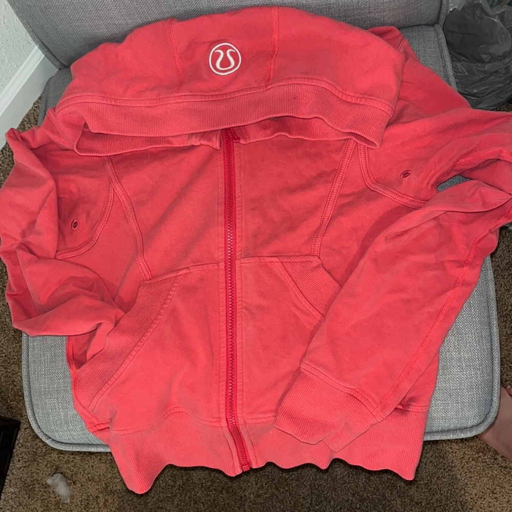 Coral pink lulu zippered hoodie